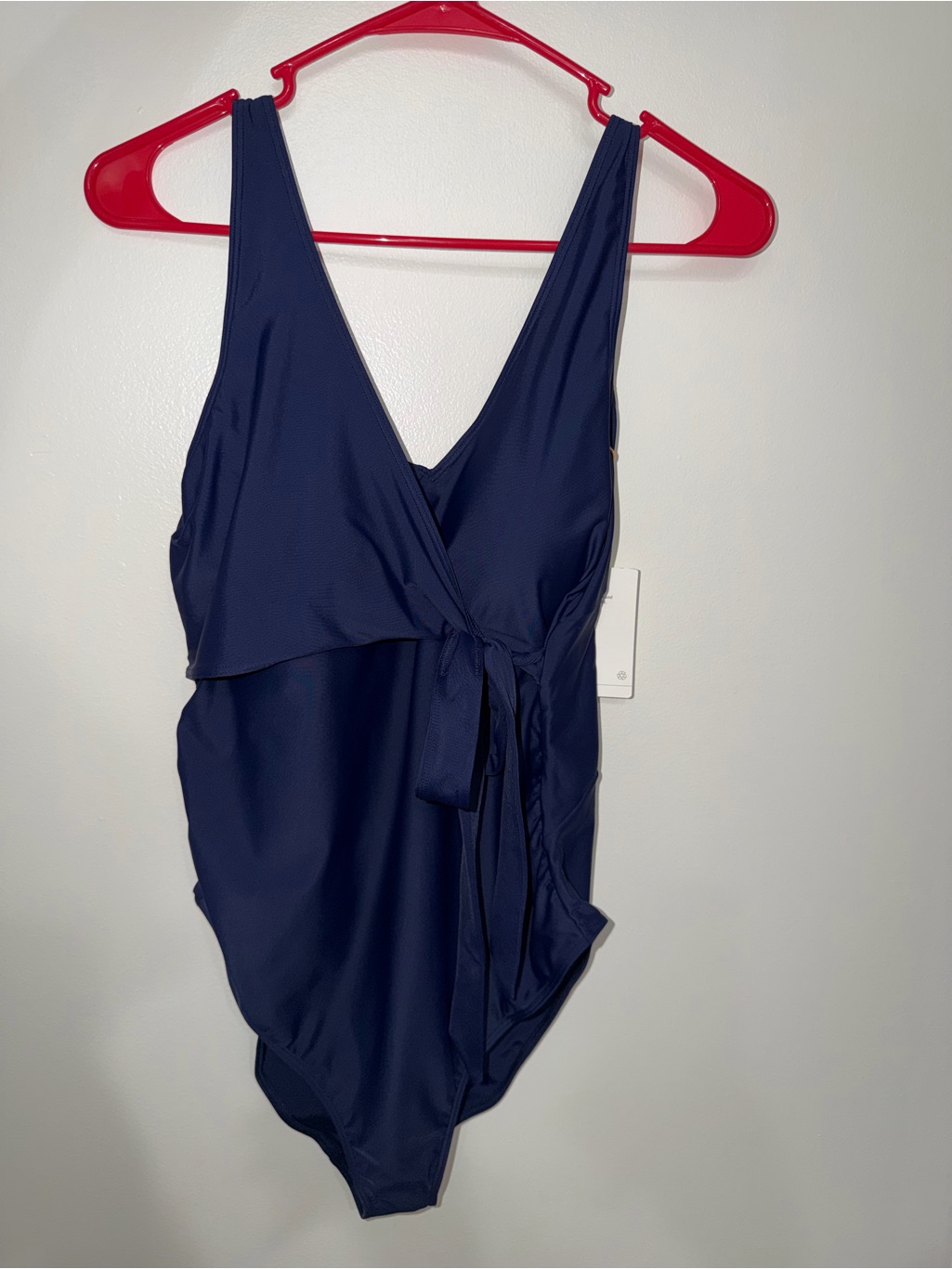 Quince Navy Wrap Front One-Piece Swimsuit
